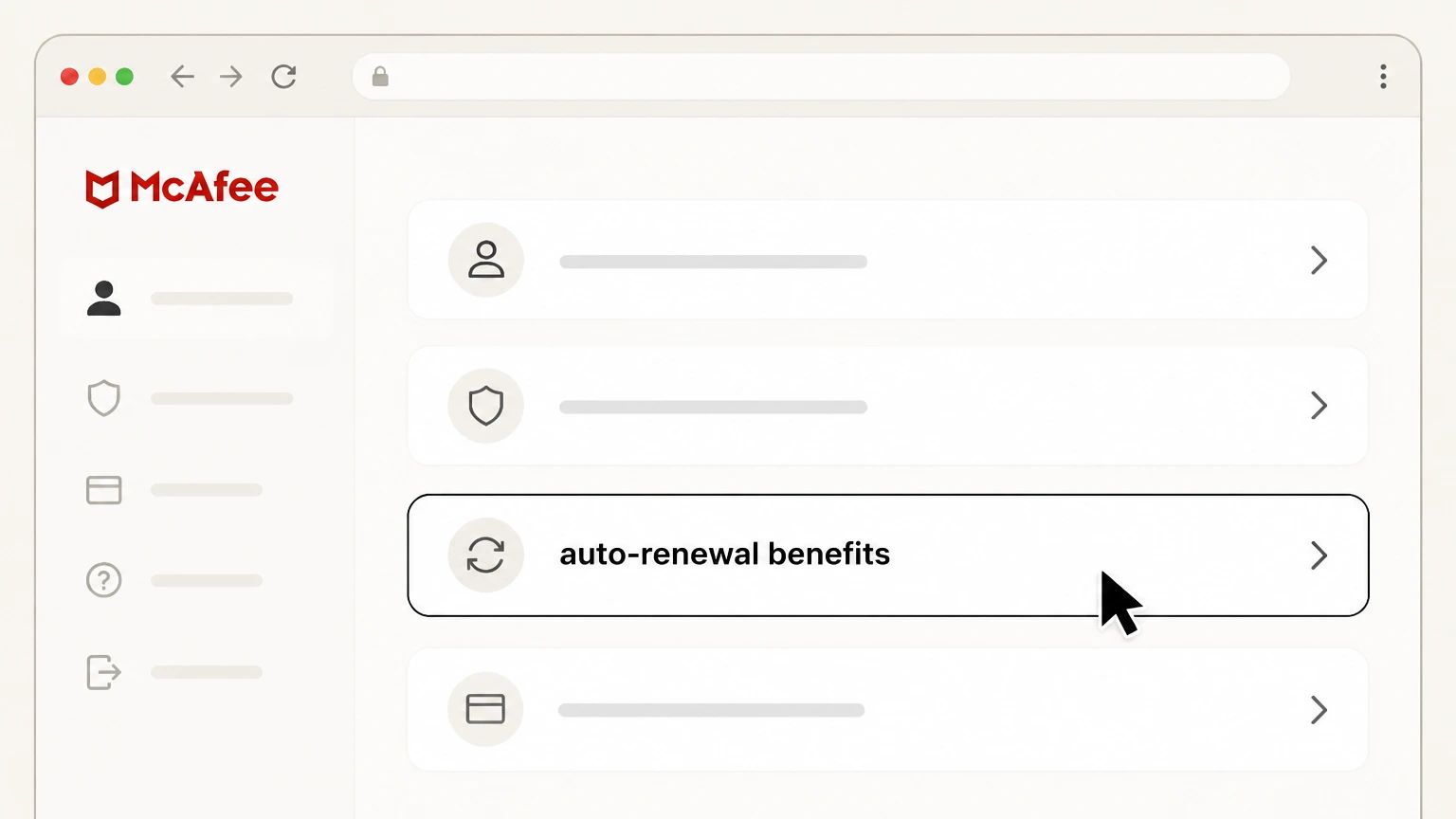 McAfee cancel on the provider website: Review auto-renewal benefits