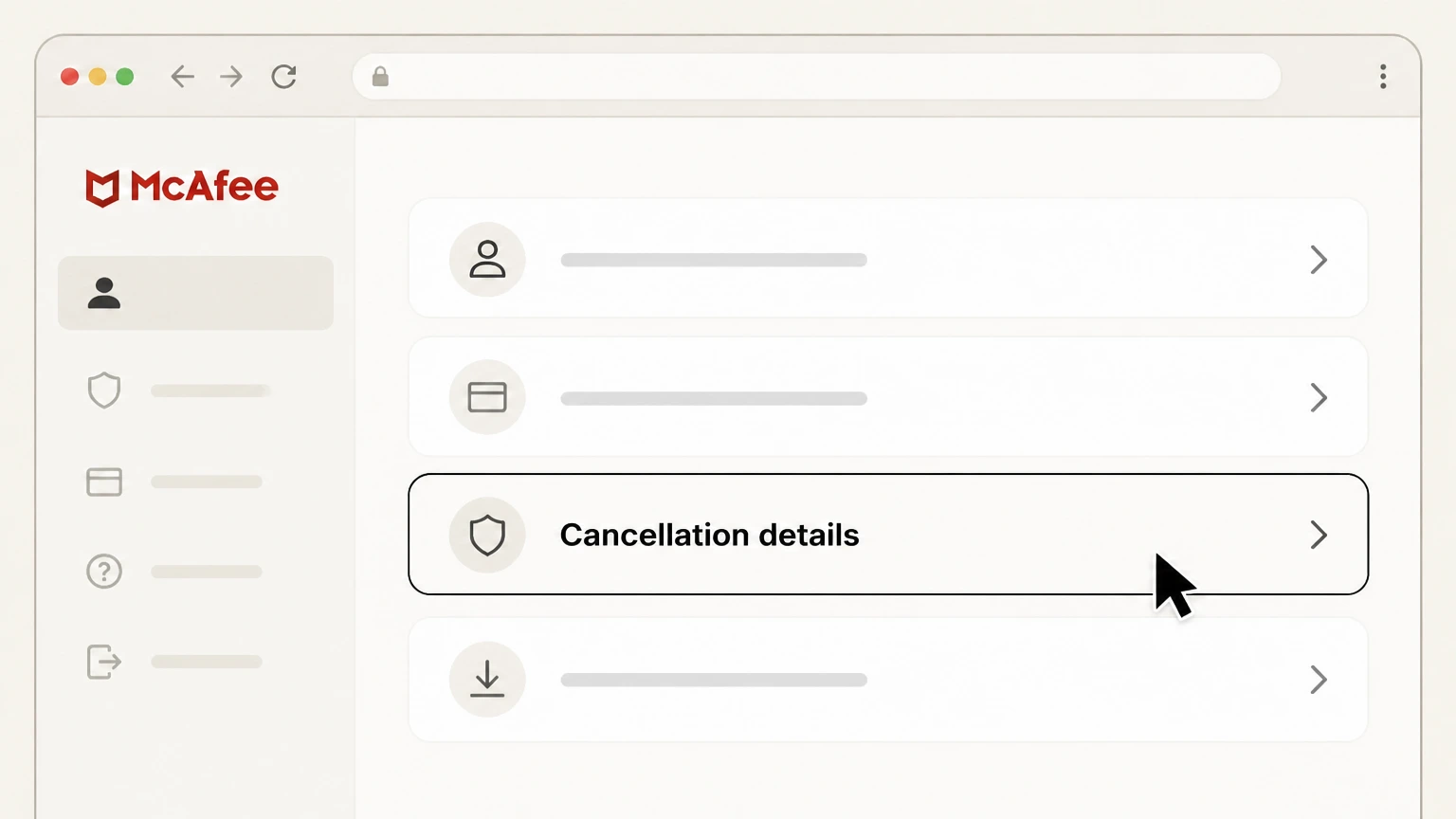 McAfee cancel on the provider website: Turn off the correct renewal