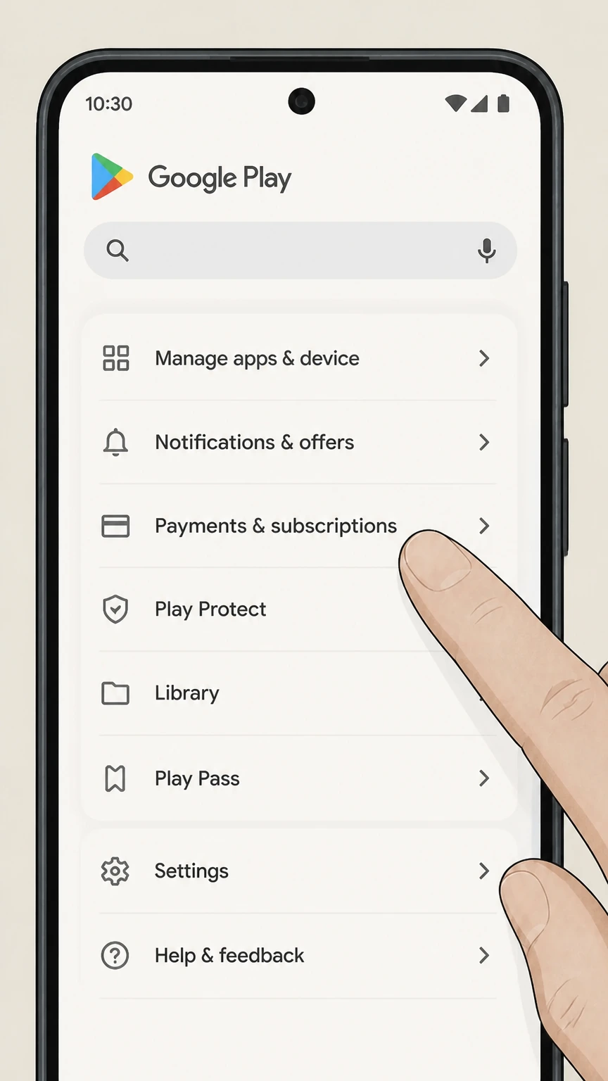 Medium google-play cancellation: Open Payments & subscriptions
