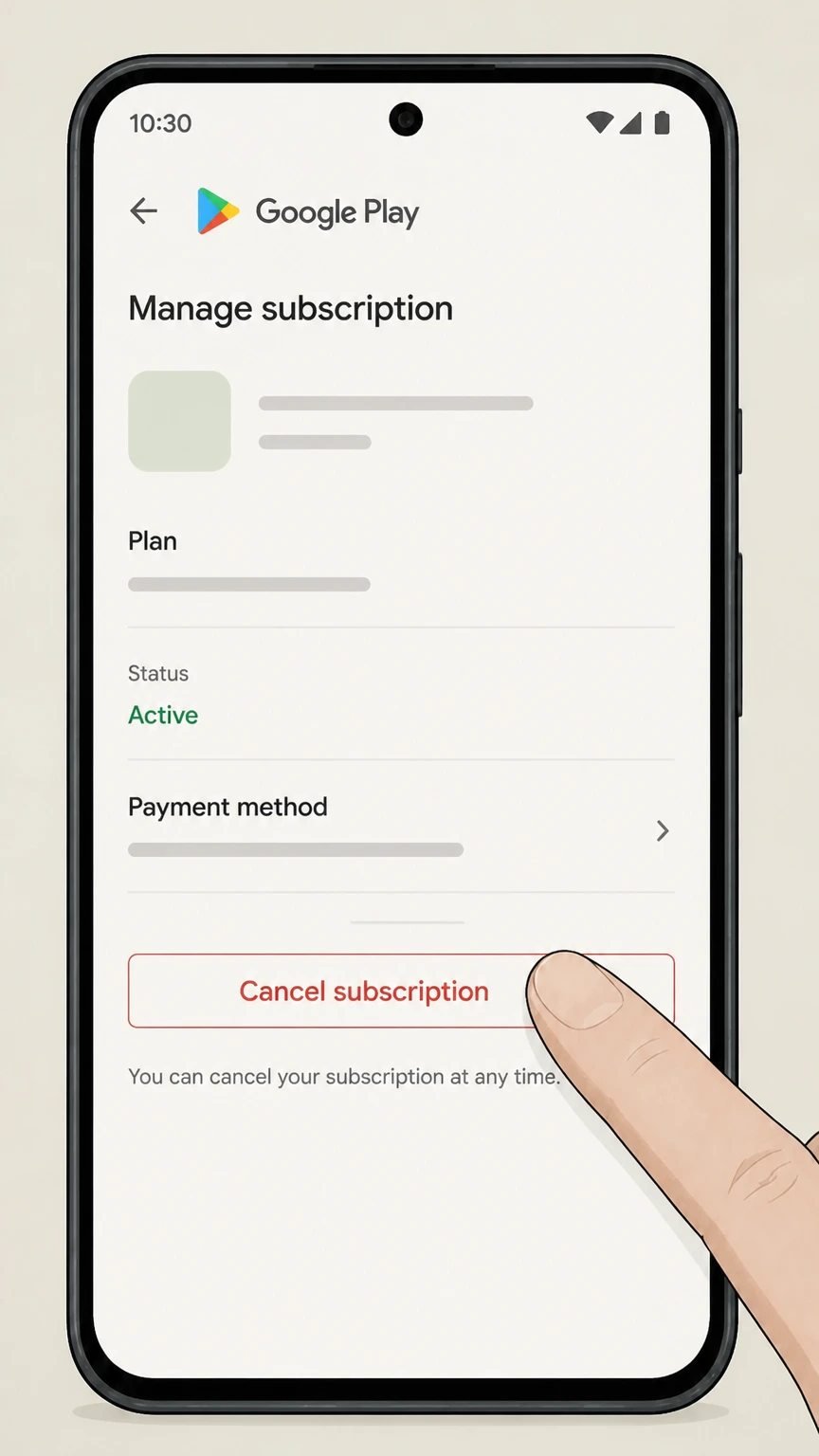 Medium google-play cancellation: Tap Cancel subscription and confirm