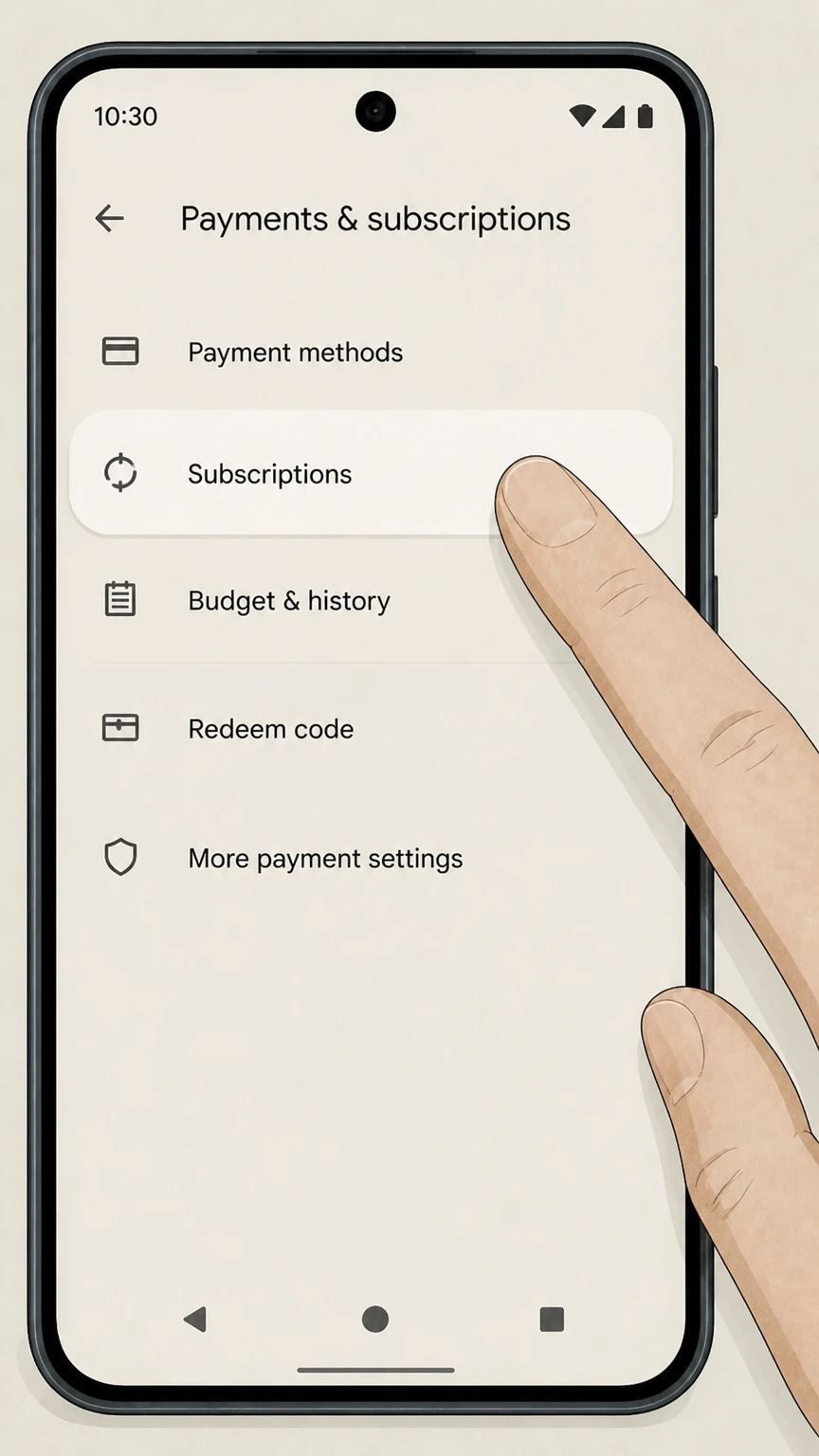 MGM+ google-play cancellation: Open Subscriptions