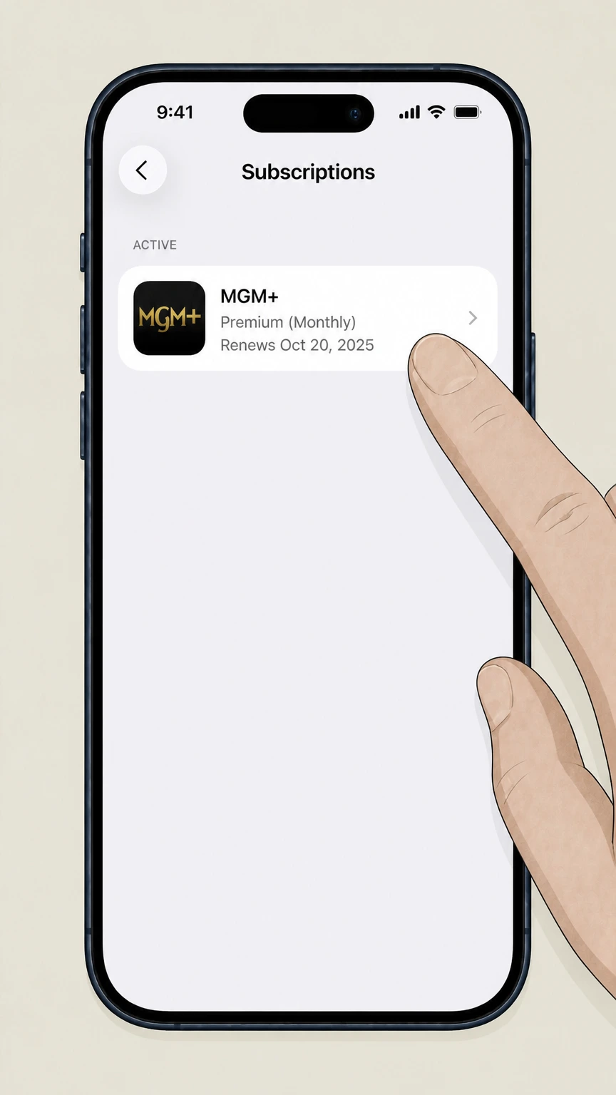 MGM+ ios cancellation: Choose MGM+
