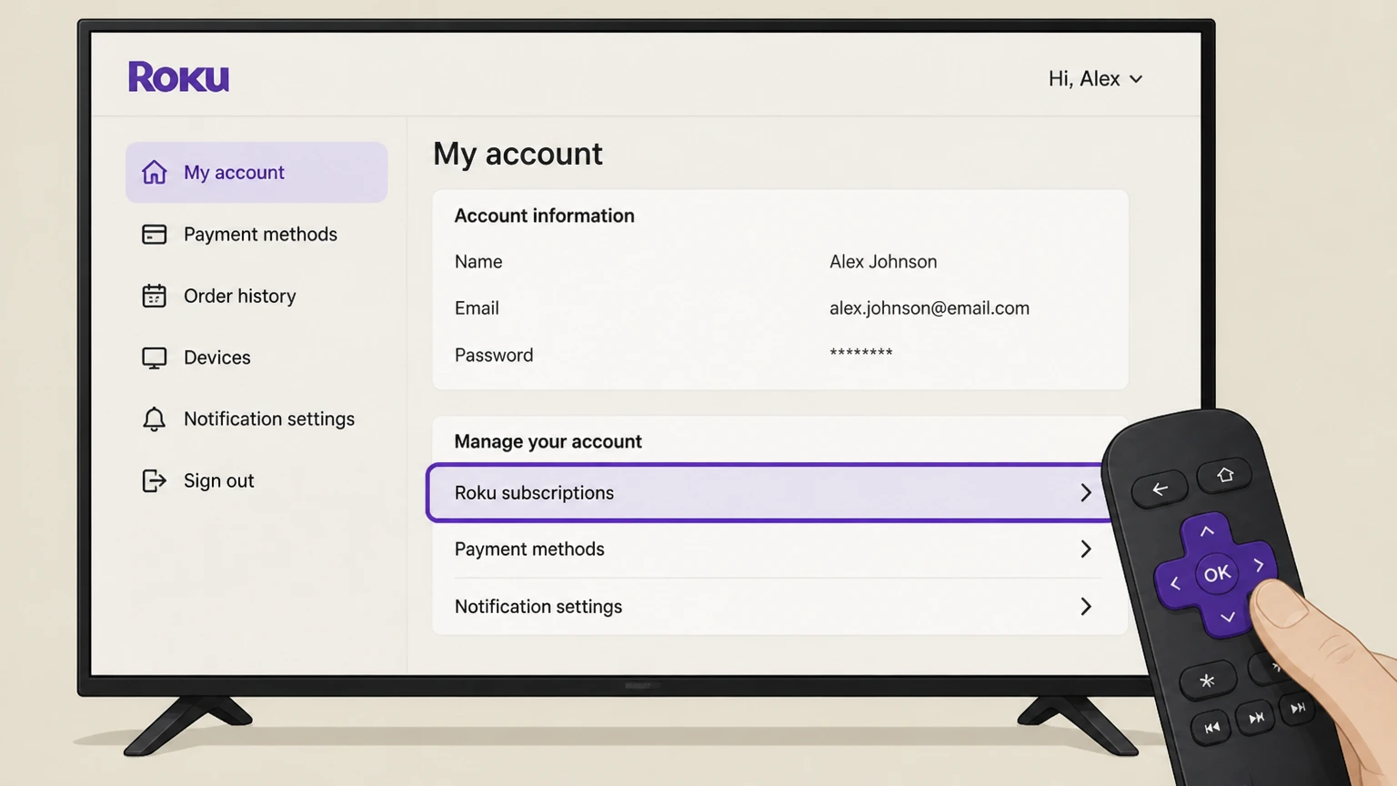 MGM+ roku cancellation: Open Roku subscriptions
