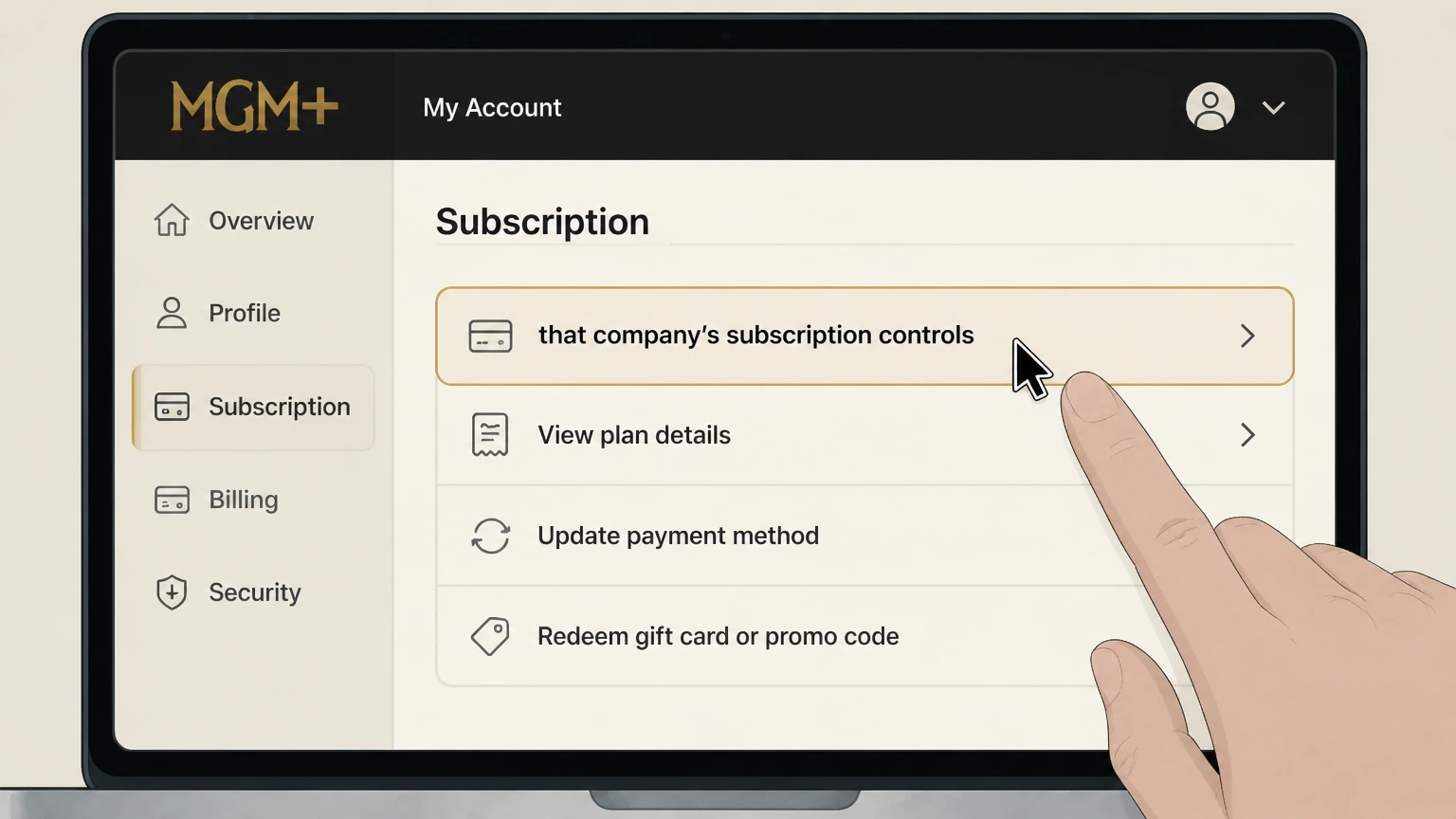 MGM+ tv-provider cancellation: Open that company’s subscription controls