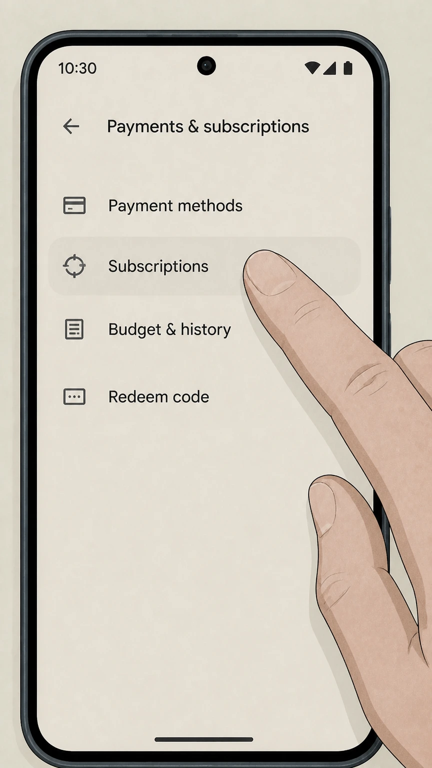 Microsoft 365 google-play cancellation: Open Subscriptions