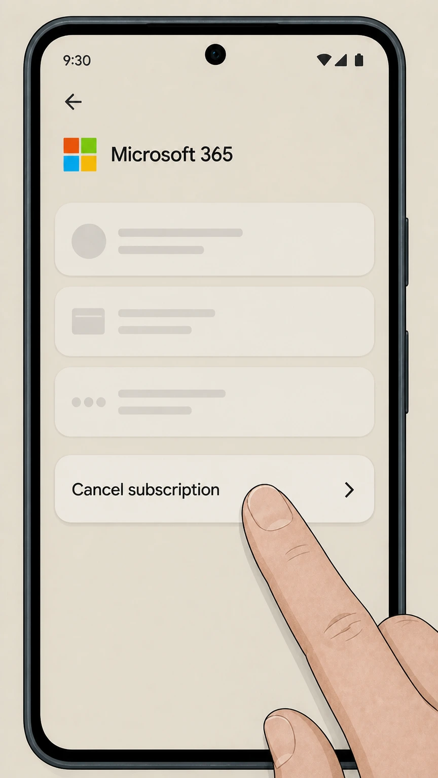 Microsoft 365 cancel a google play subscription: Choose Cancel subscription