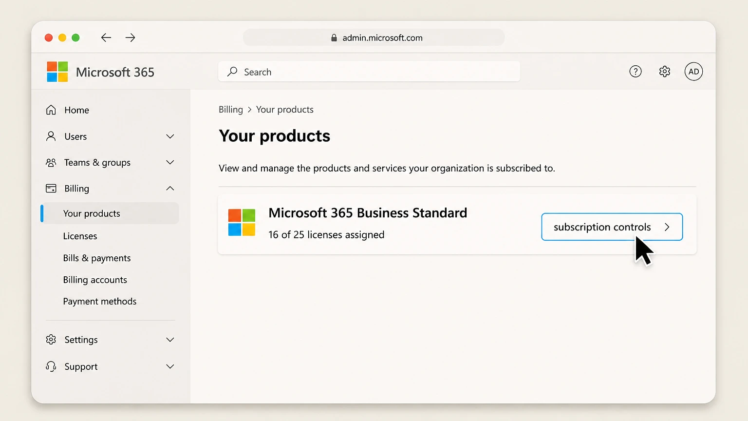 Microsoft 365 organization cancellation: Find subscription controls