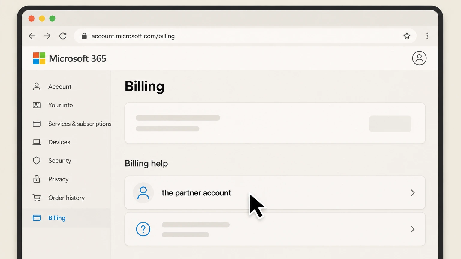 Microsoft 365 retail-partner cancellation: Open the partner account
