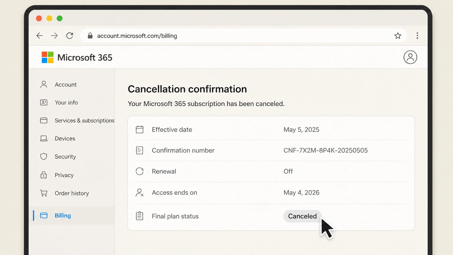 Microsoft 365 retail-partner cancellation: Keep partner confirmation