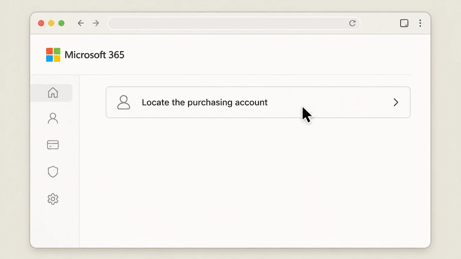 Microsoft 365 cancel on the provider website: Locate the purchasing account