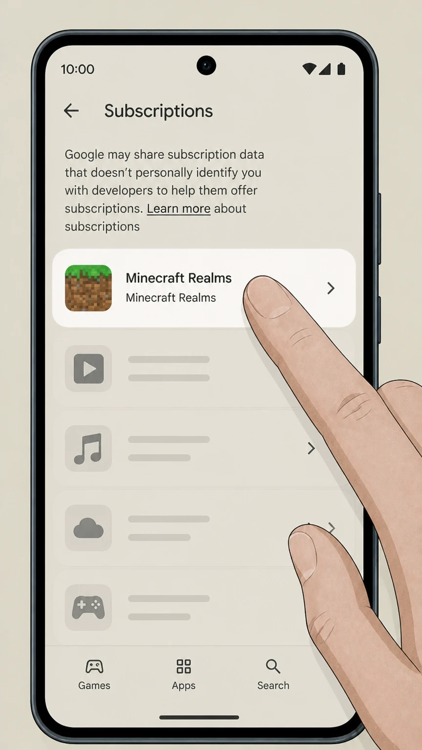 Minecraft Realms google-play cancellation: Choose Minecraft Realms