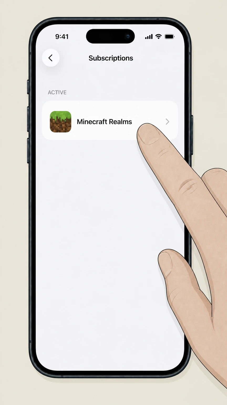 Minecraft Realms ios cancellation: Choose Minecraft Realms