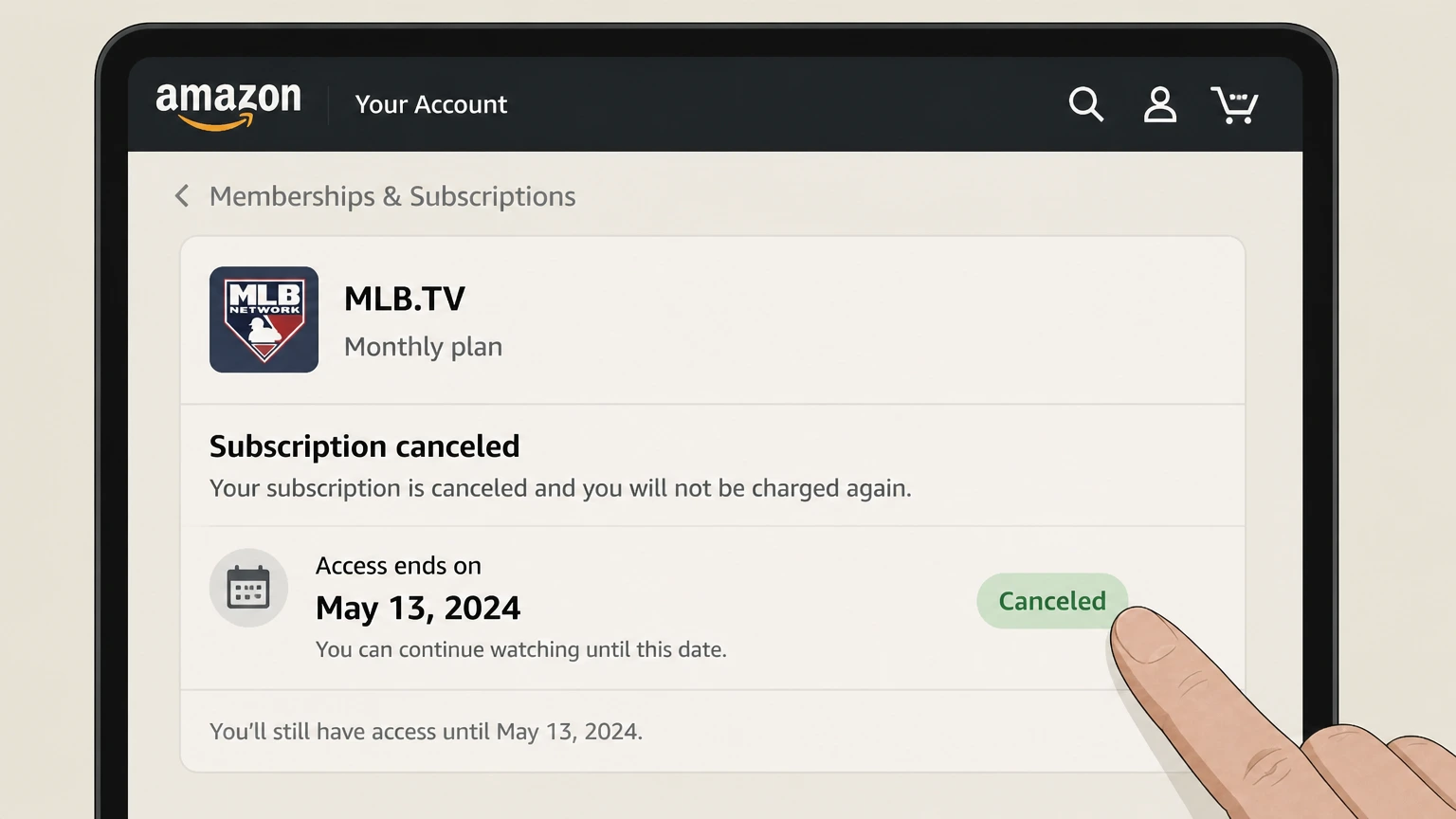 MLB.TV amazon cancellation: Review the end date