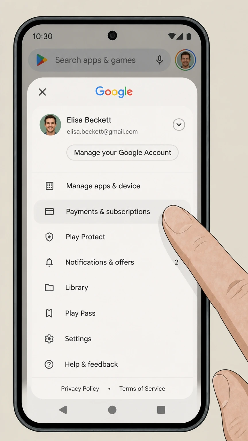 MLB.TV google-play cancellation: Open Payments & subscriptions