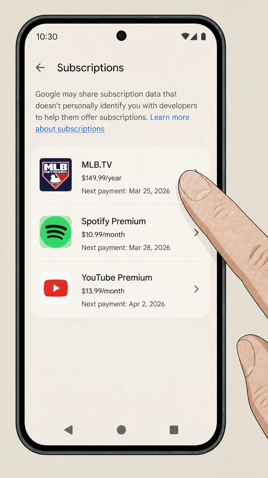 MLB.TV google-play cancellation: Choose MLB.TV