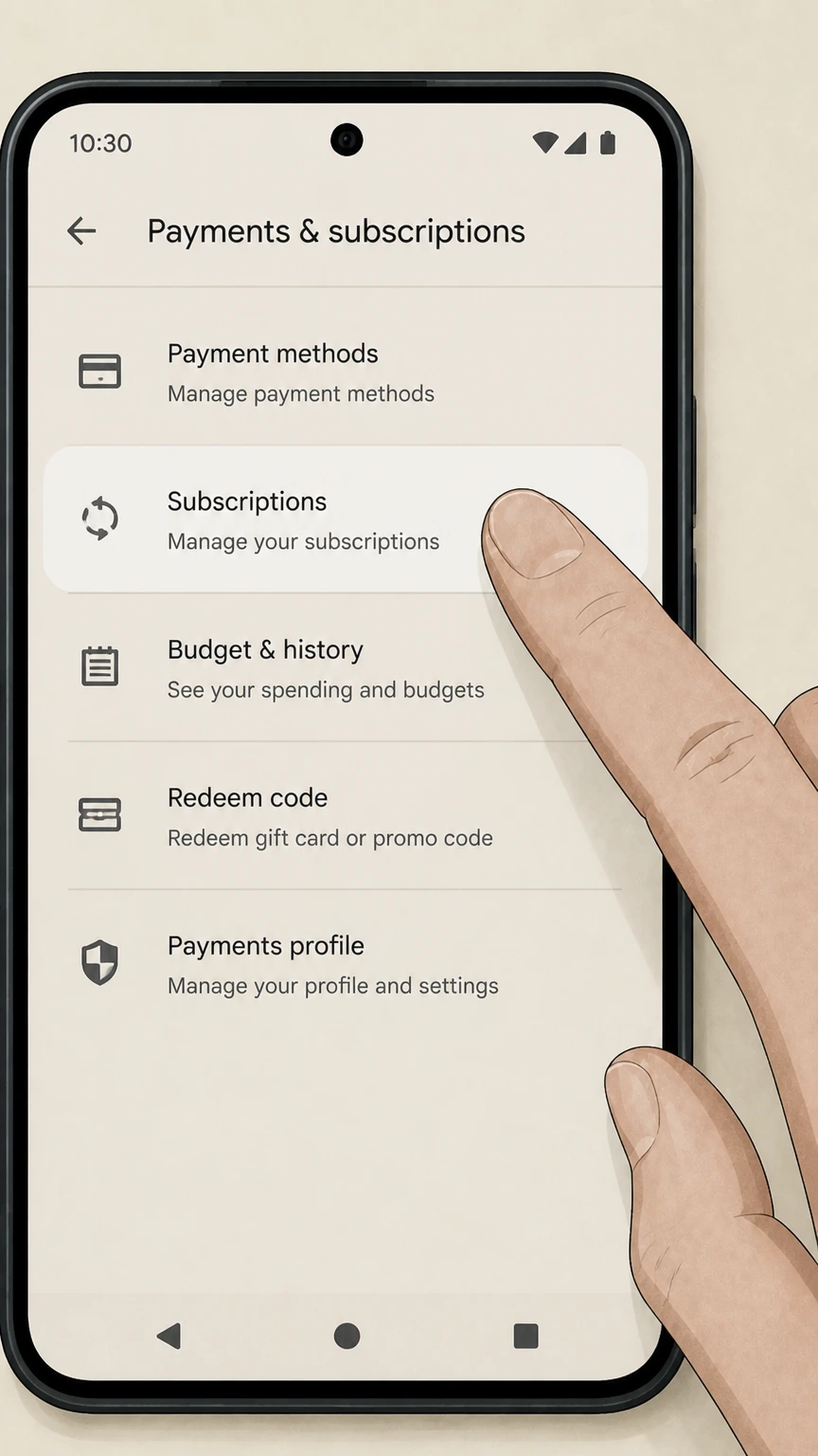MUBI google-play cancellation: Open Subscriptions