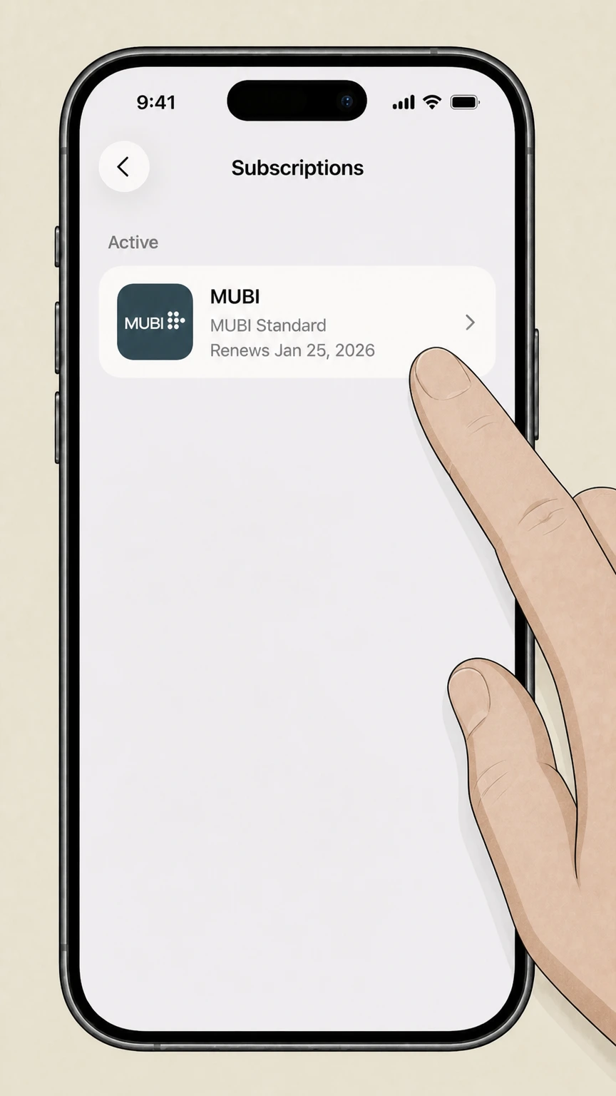 MUBI ios cancellation: Choose MUBI