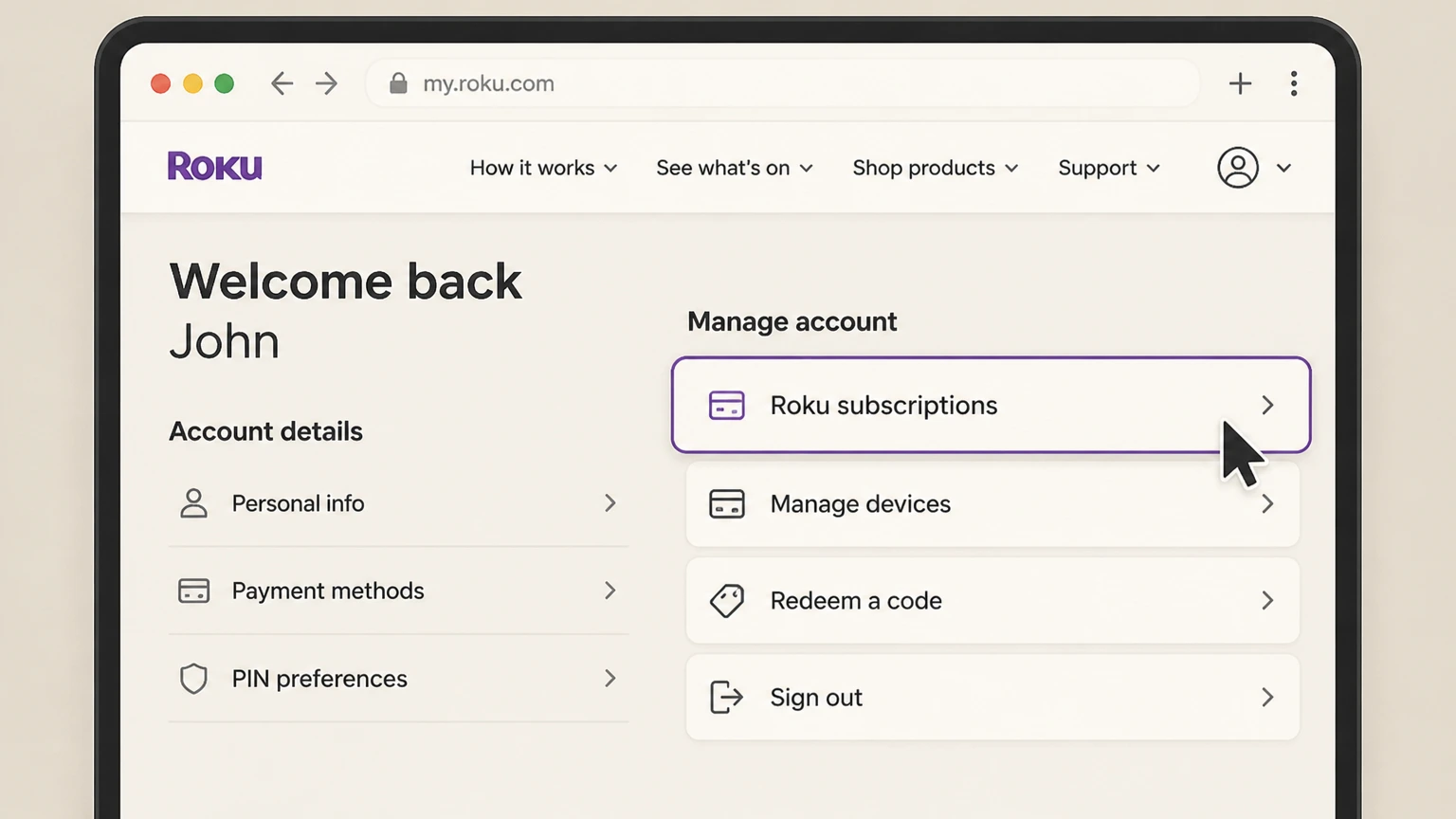 MUBI roku cancellation: Open Roku subscriptions
