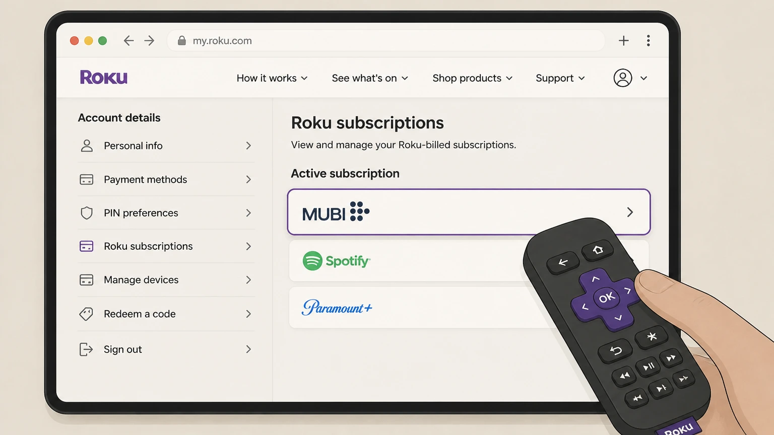 MUBI roku cancellation: Choose MUBI