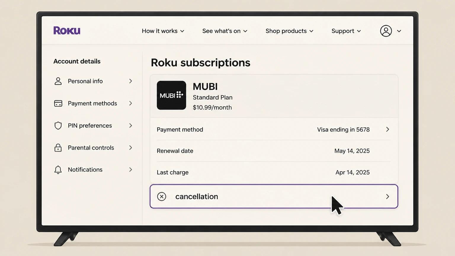 MUBI roku cancellation: Confirm cancellation