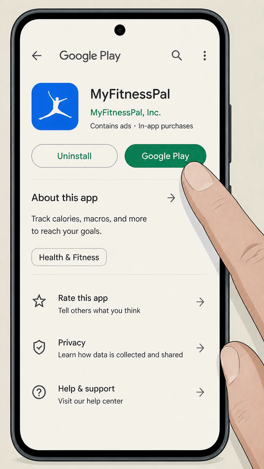 MyFitnessPal google-play cancellation: Open Google Play