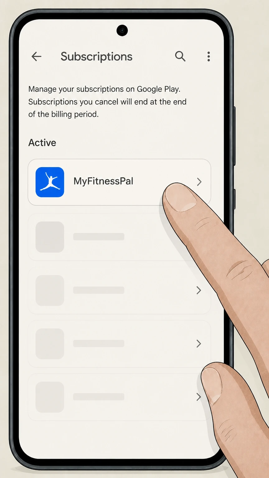 MyFitnessPal google-play cancellation: Choose MyFitnessPal