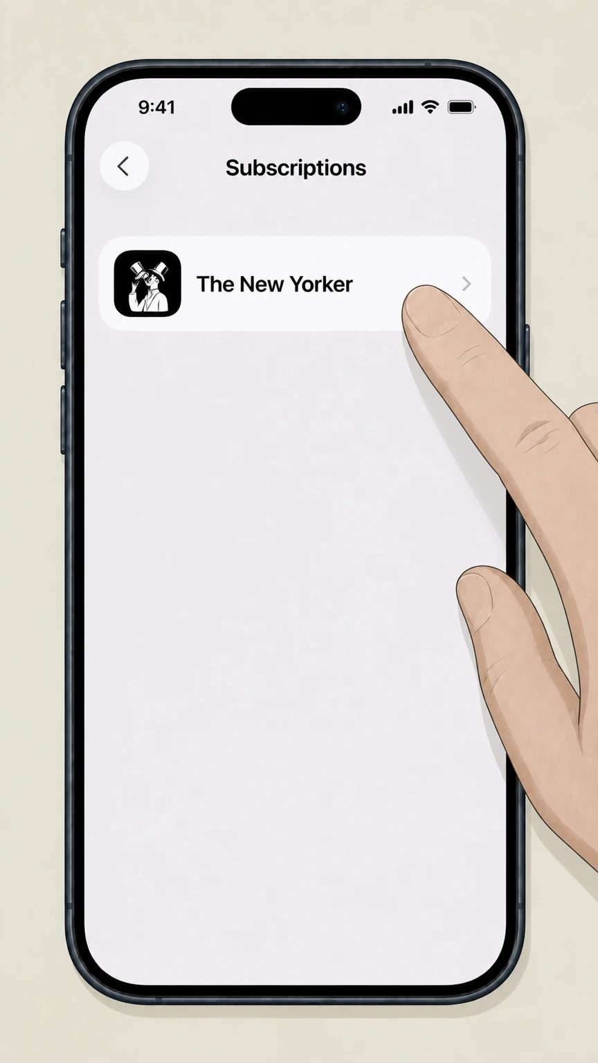 The New Yorker iPhone or iPad (Apple App Store billing) cancellation: Select The New Yorker