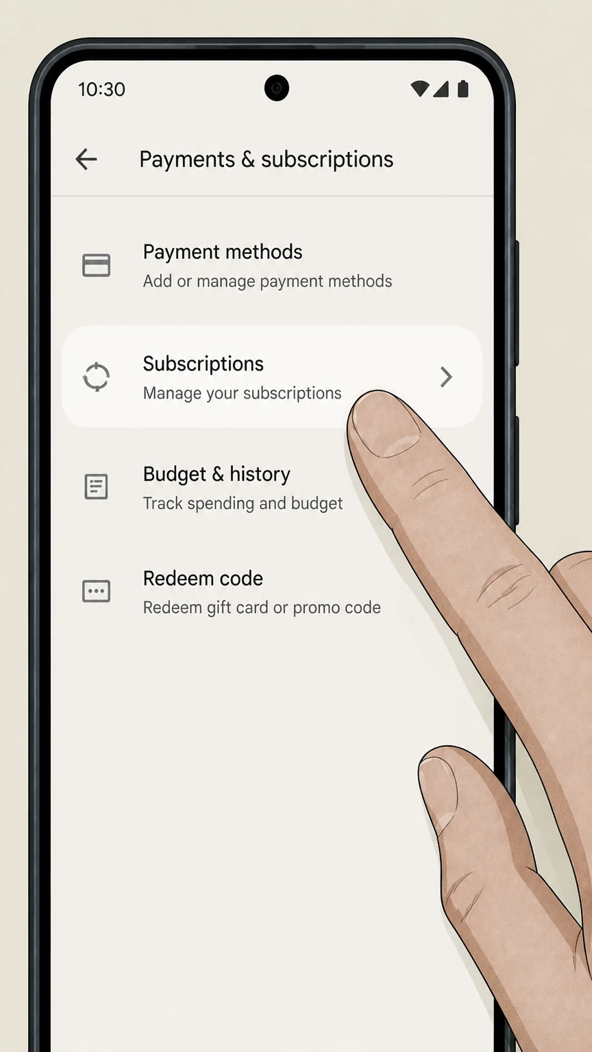NFL+ google-play cancellation: Open Subscriptions