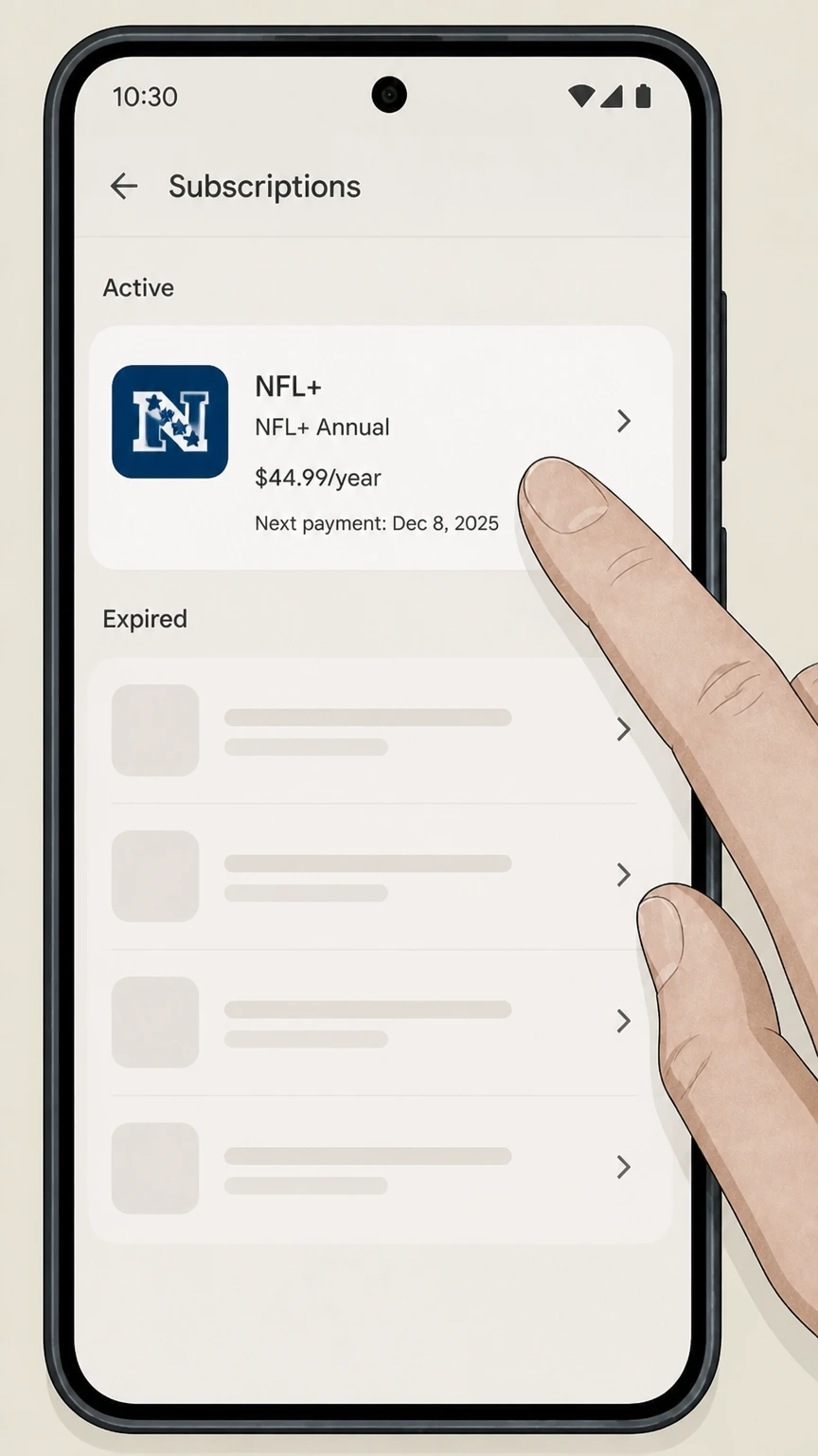 NFL+ google-play cancellation: Choose NFL+