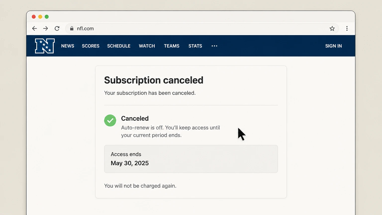 NFL+ web cancellation: Save the expiration date