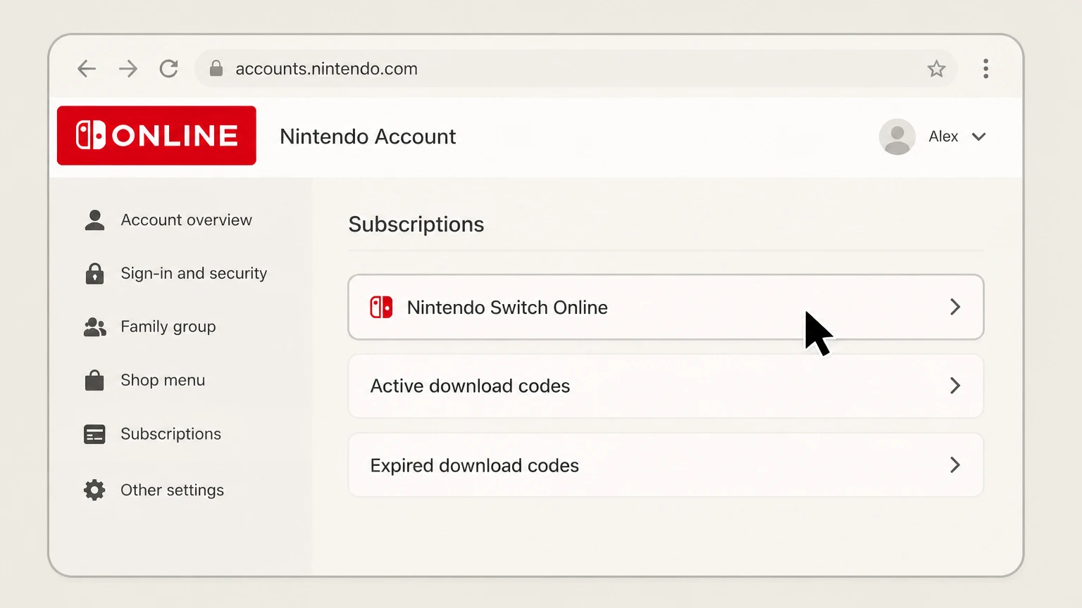 Nintendo Switch Online web cancellation: Open Nintendo Switch Online