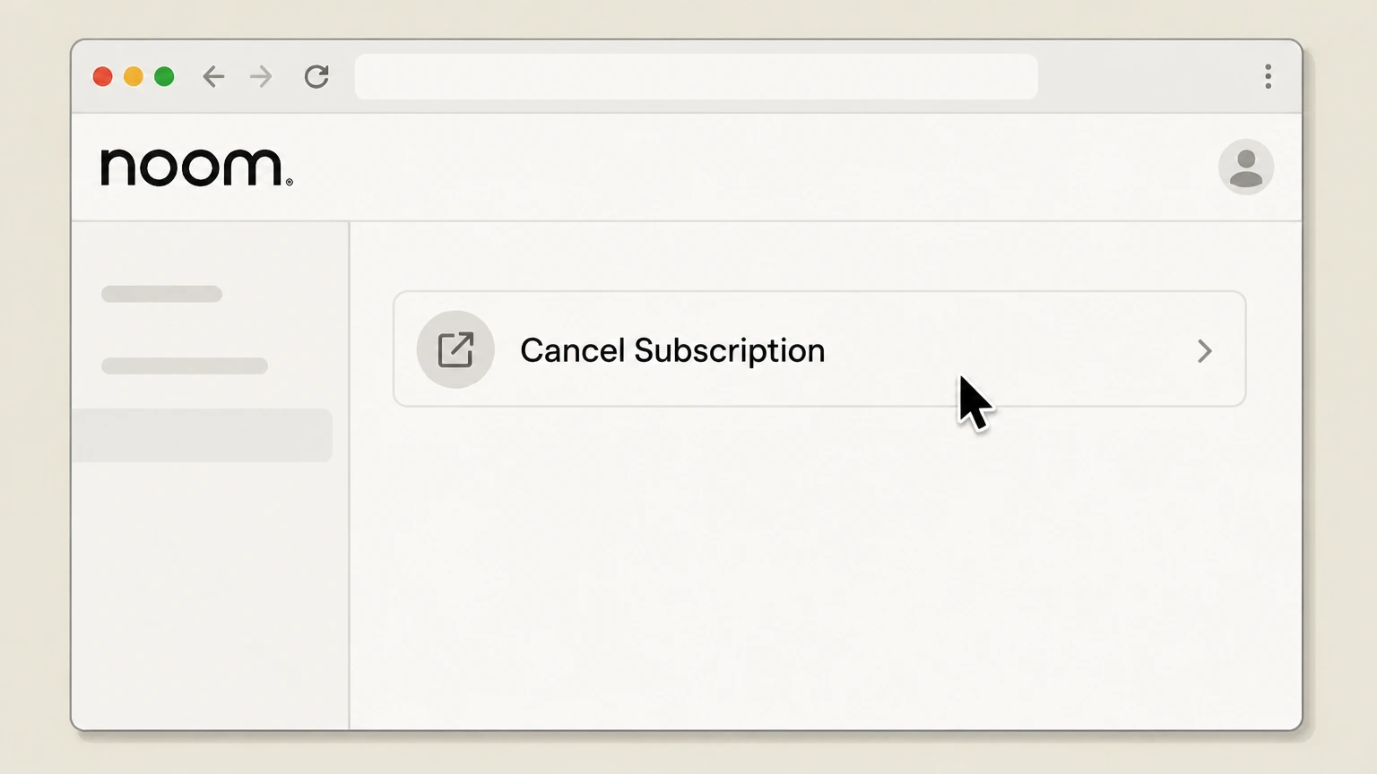 Noom Noom Subscription Portal cancellation: Select Cancel Subscription