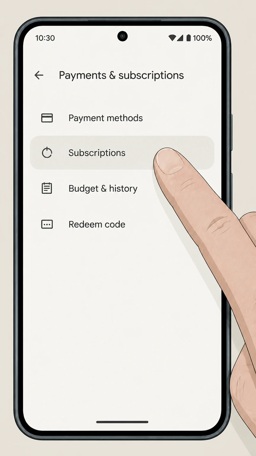 Norton google-play cancellation: Open Subscriptions