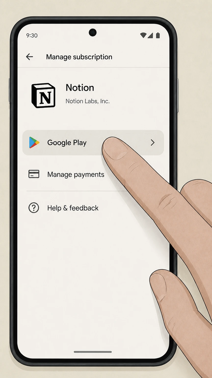 Notion google-play cancellation: Open Google Play