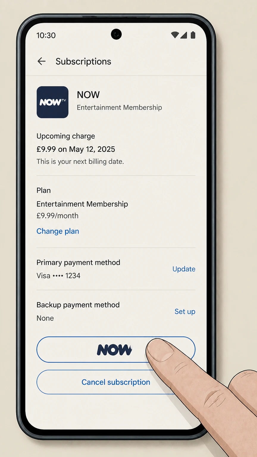 NOW google-play cancellation: Choose NOW