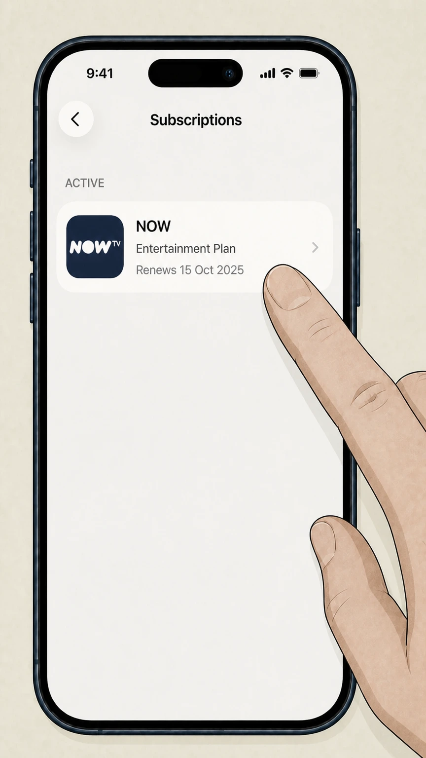 NOW ios cancellation: Choose NOW