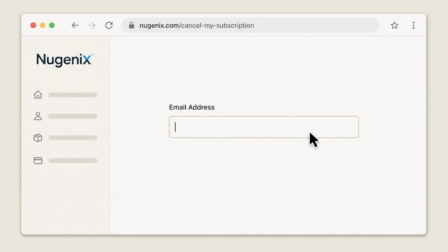 Nugenix Cancel online via Nugenix form: Enter your email address