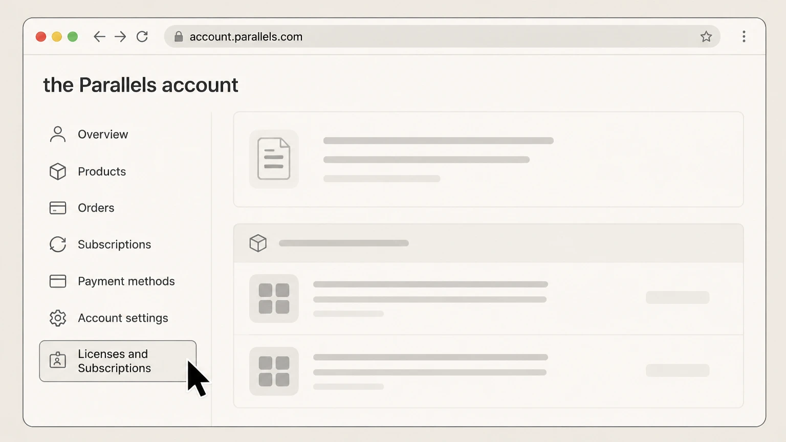 Parallels web cancellation: Open Licenses and Subscriptions