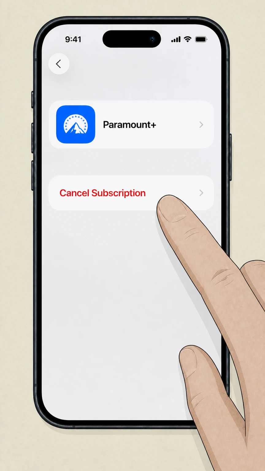 Paramount+ cancel an app store subscription: Tap Cancel Subscription