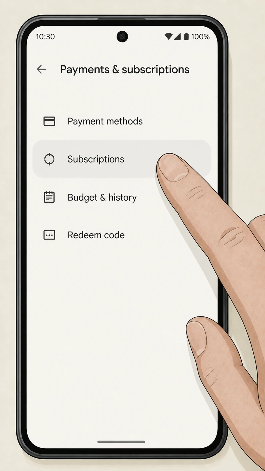 Paramount+ google-play cancellation: Open Subscriptions