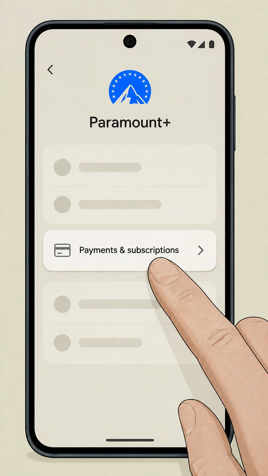 Paramount+ cancel a google play subscription: Open Payments & subscriptions