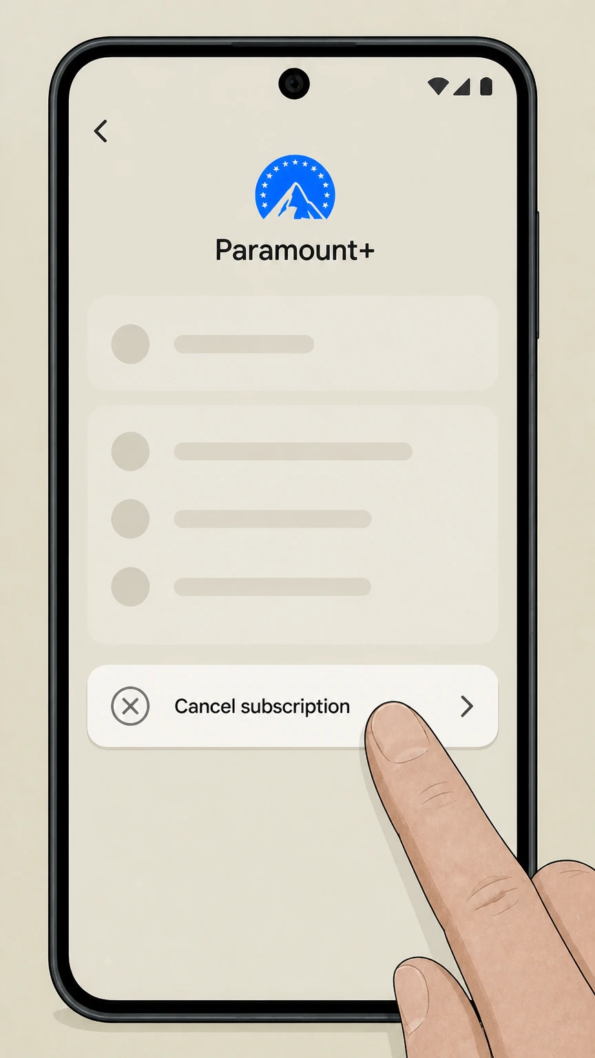 Paramount+ cancel a google play subscription: Choose Cancel subscription