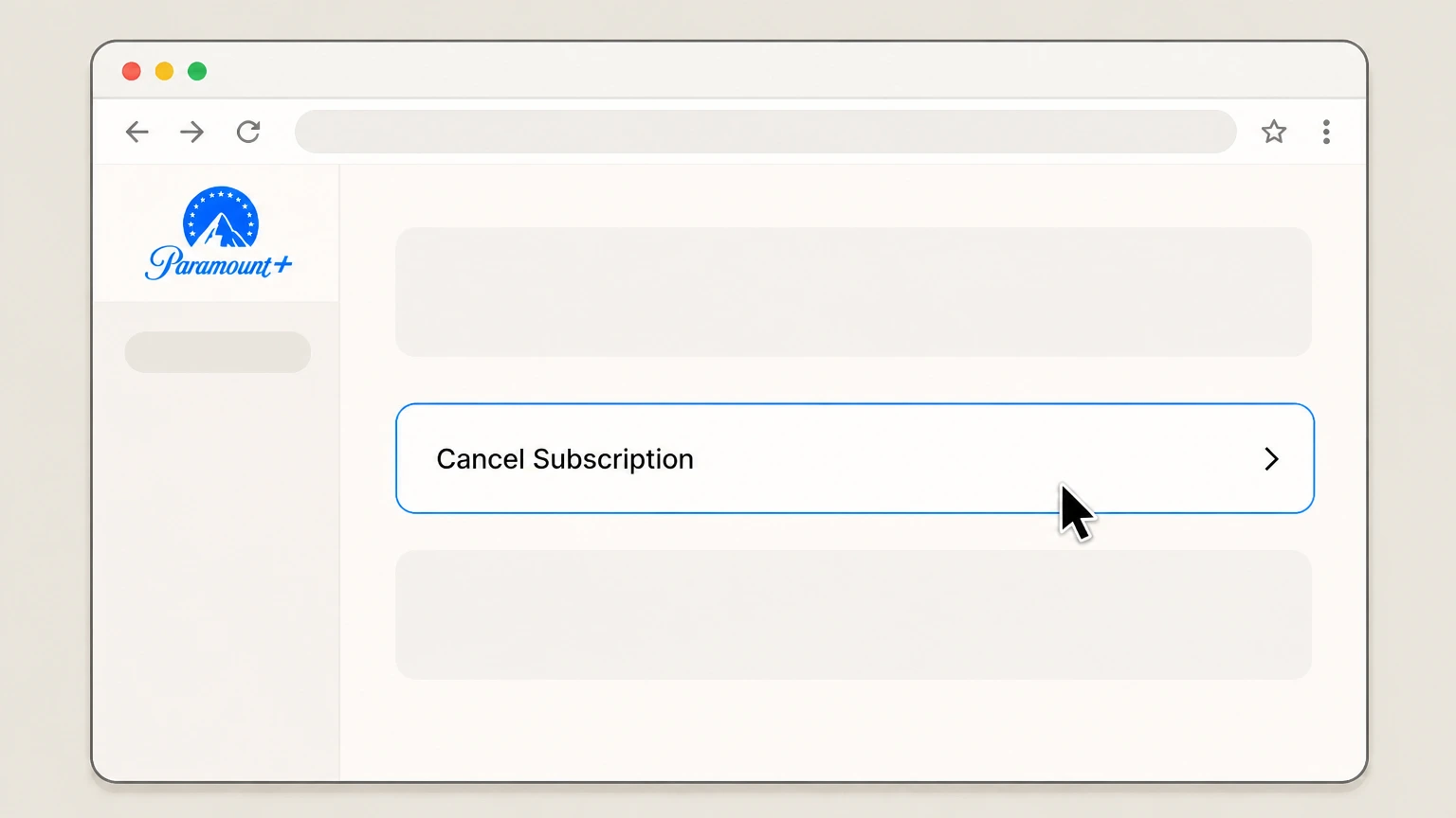 Paramount+ cancel on the provider website: Choose Cancel Subscription