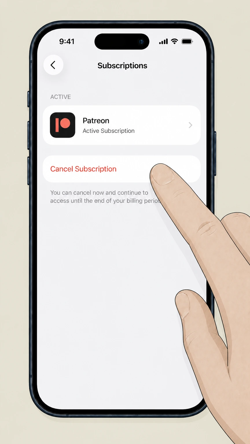 Patreon ios cancellation: Tap Cancel Subscription and confirm