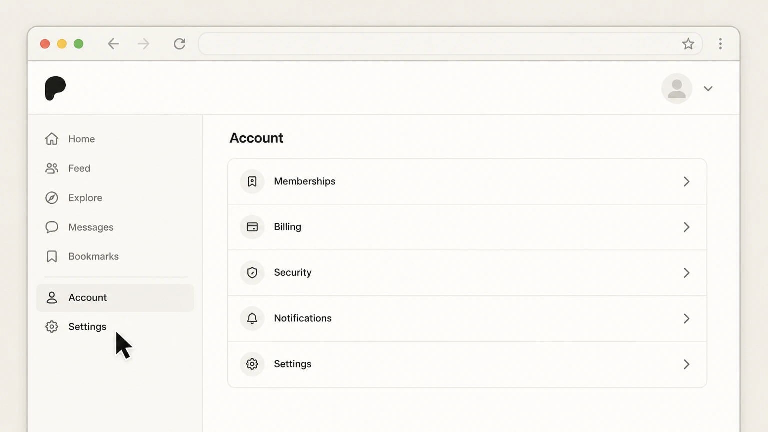 Patreon web cancellation: Open Settings