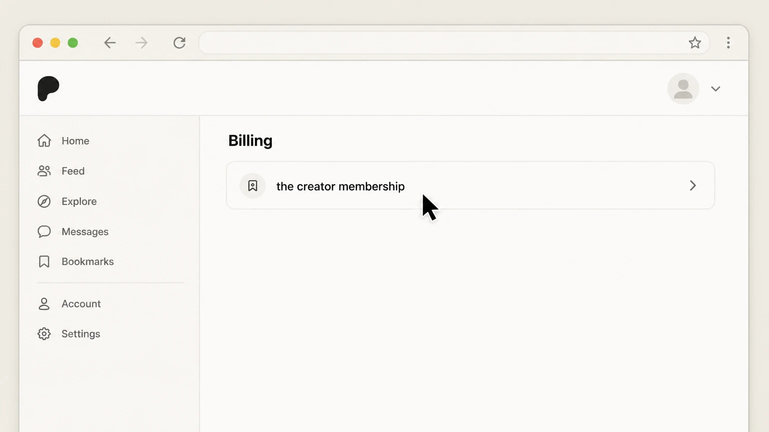 Patreon web cancellation: Choose the creator membership