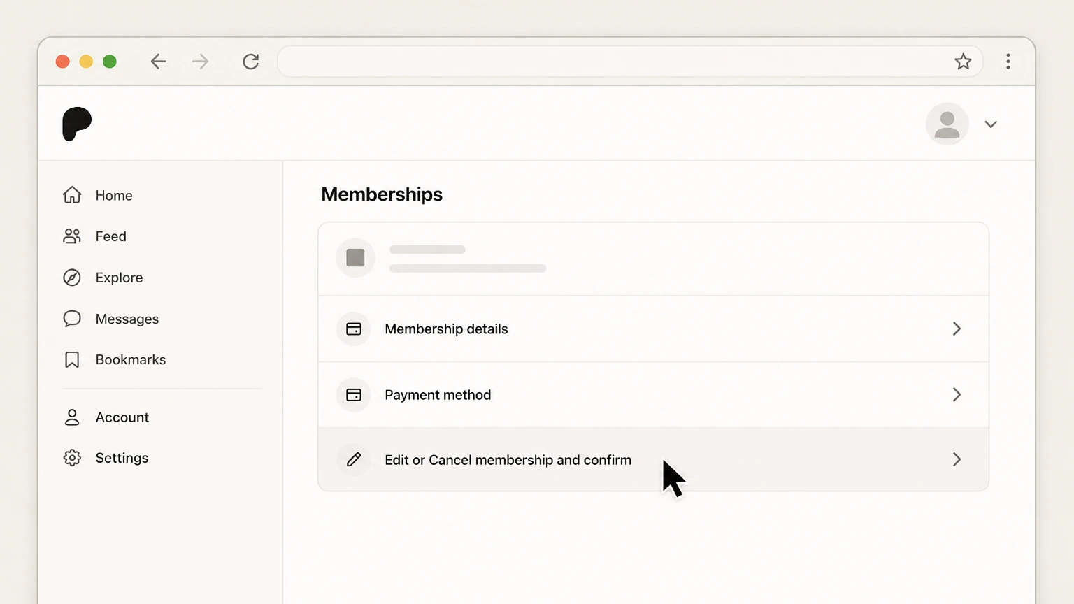 Patreon web cancellation: Select Edit or Cancel membership and confirm