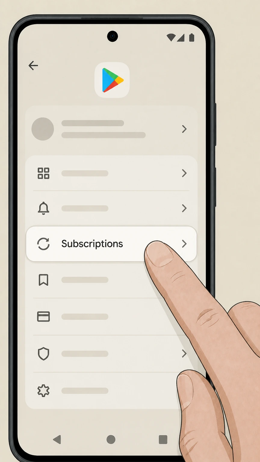 Peloton Google Play Store on Android (Google-billed Peloton App subscriptions) cancellation: Open your subscriptions list