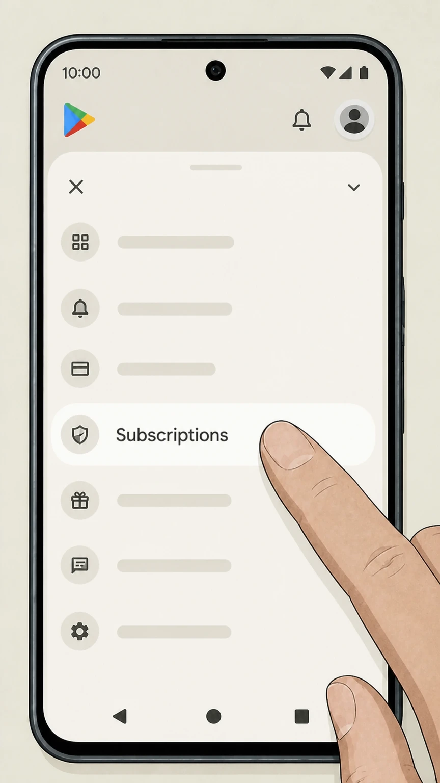 People Android (Google Play billing) cancellation: Tap Subscriptions