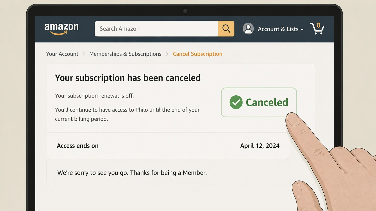 Philo amazon cancellation: Review the end date